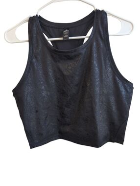 90 Degrees By Reflex Black Crackle Cropped Tank Size Large